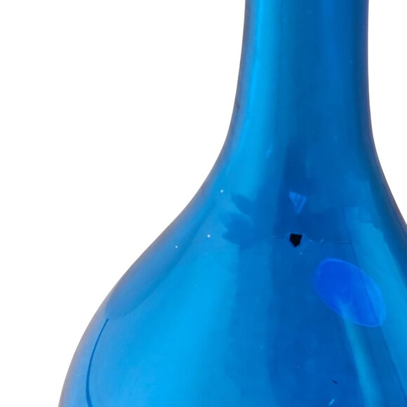 Blenko Williamsburg Restoration Sapphire Blue Glass Vase Wine Bottle With Label - Picture 9 of 9